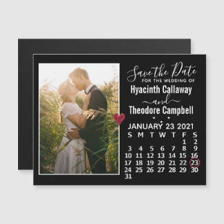 Wedding Save the Date January 2021 Calendar Photo Magnetic Invitation