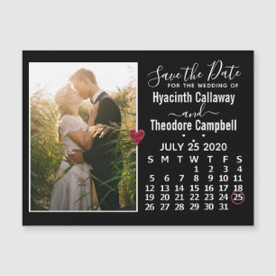 Wedding Save the Date July 2020 Calendar Photo Magnetic Invitation