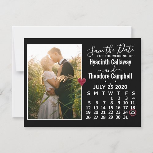 Wedding Save the Date July 2020 Calendar Photo Magnetic Invitation