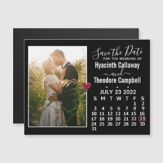 Wedding Save the Date July 2022 Calendar Photo Magnetic Invitation