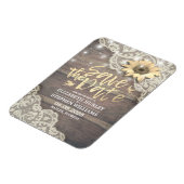 Wedding Save The Date Lace Sunflower Wood Lights Magnet (Left Side)