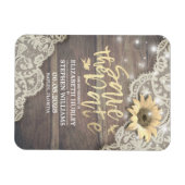 Wedding Save The Date Lace Sunflower Wood Lights Magnet (Horizontal)