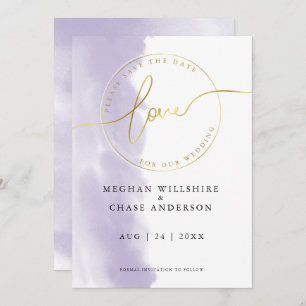 WEDDING   Save the Date Lilac Violet Watercolor Invitation