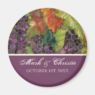 Wedding Save the Date Magnet Autumn Grape Leaf
