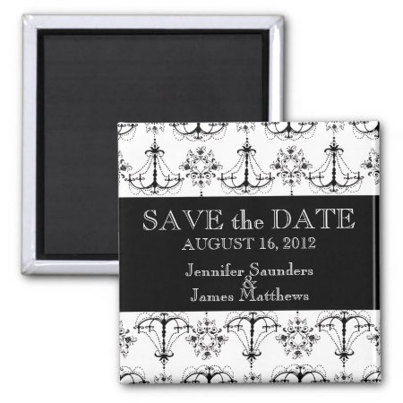 Wedding Save The Date Magnet Chandeliers Black