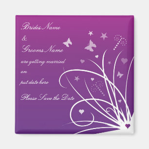 Wedding Save The Date Magnet - Purple Butterfly