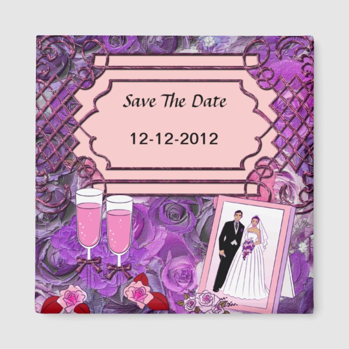 Wedding Save the Date Magnet Purple Drinks