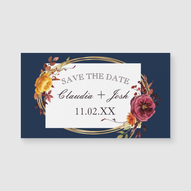 Wedding Save the Date Magnets for Navy Wedding (Front)