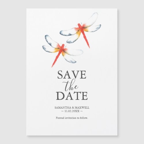 Wedding Save The Date Magnets Red Dragonfly