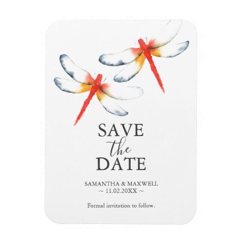 Wedding Save The Date Magnets Red Dragonfly