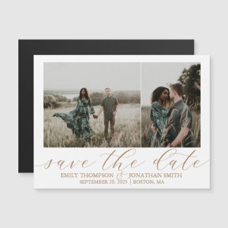 Wedding Save The Date Magnets Two Photos in Gold