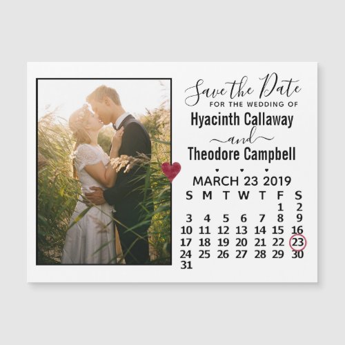 Wedding Save the Date March 2019 Calendar Photo