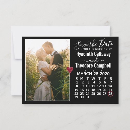 Wedding Save the Date March 2020 Calendar Photo