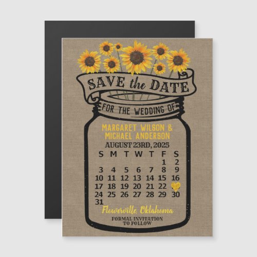 Wedding Save the Date Mason Jar August 2025 Magnetic Invitation