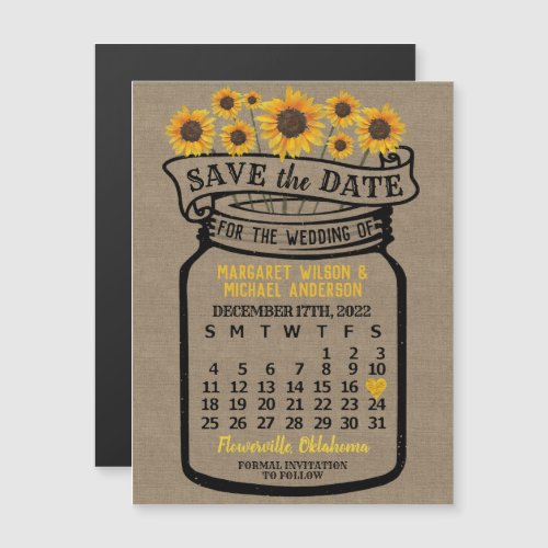 Wedding Save the Date Mason Jar Farm December 2022 Magnetic Invitation
