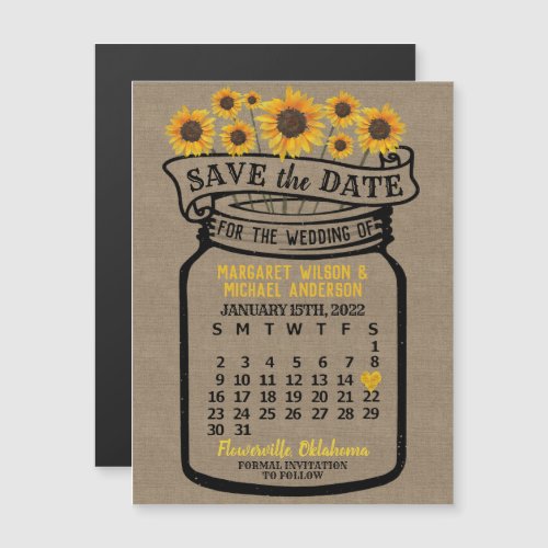 Wedding Save the Date Mason Jar Farm January 2022 Magnetic Invitation