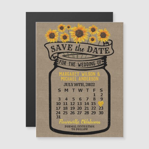 Wedding Save the Date Mason Jar Farm July 2022 Magnetic Invitation