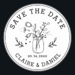 Wedding Save the Date Mason Jar Flowers Classic Round Sticker<br><div class="desc">Create Your Own Wedding Save the Date Round Sticker. For more advanced customization of this design,  Please click the "Customize" button above!</div>