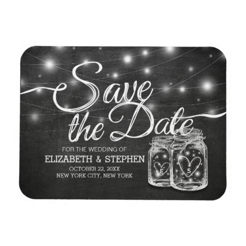 Wedding Save The Date Mason Jars String Lights Magnet