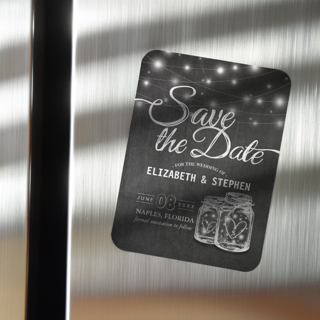 Wedding Save The Date Mason Jars String Lights Magnet (Creator Uploaded)