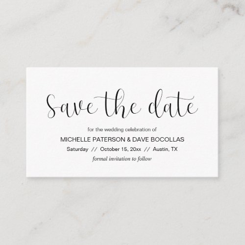 Wedding Save the date Minimal design Black font Enclosure Card