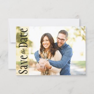 Wedding Save The Date Minimal Photo Rustic Leaves