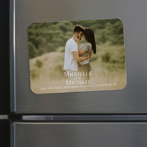 Wedding Save the date Minimalist Simple Photo Magnet