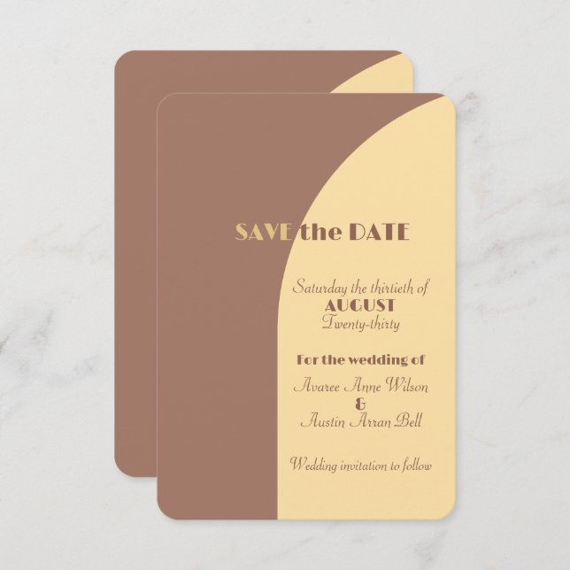 Wedding Save the Date Mocha Mousse Arched  (Front/Back)