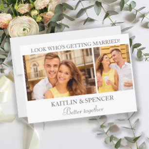 Wedding Save the Date Modern 2 Photo White Invitation