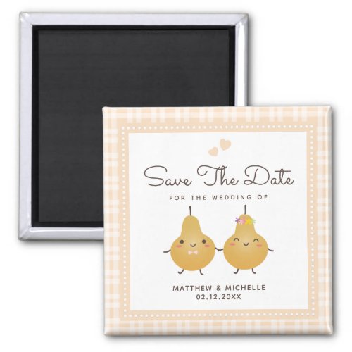 Wedding Save The Date Modern Cute Cartoon Couple Magnet