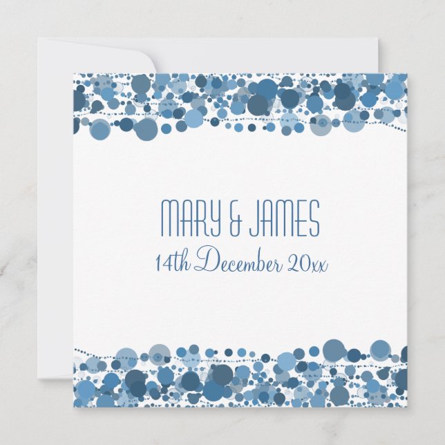 Wedding "Save The Date" Modern Dots Blue Save The Date (Front)