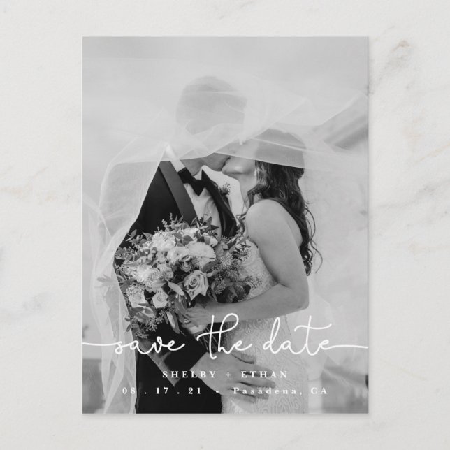 Wedding Save The Date, Modern Photo Template Postcard (Front)