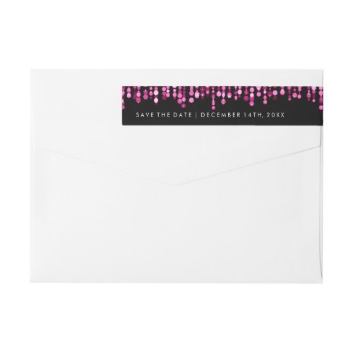 Wedding Save The Date Modern Pink Lights Wrap Around Label