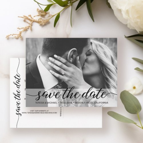  Wedding Save The Date Modern script Photo Postcard