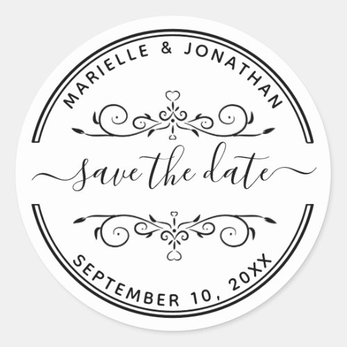 Wedding Save the Date Modern Script Return Address Classic Round Sticker