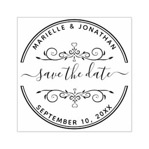 Wedding Save the Date Modern Script Rubber Stamp