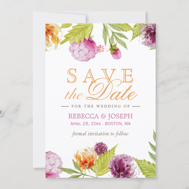 Wedding Save The Date Modern Spring Floral