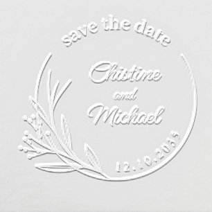 Wedding Save the Date Monogram Flower Embosser