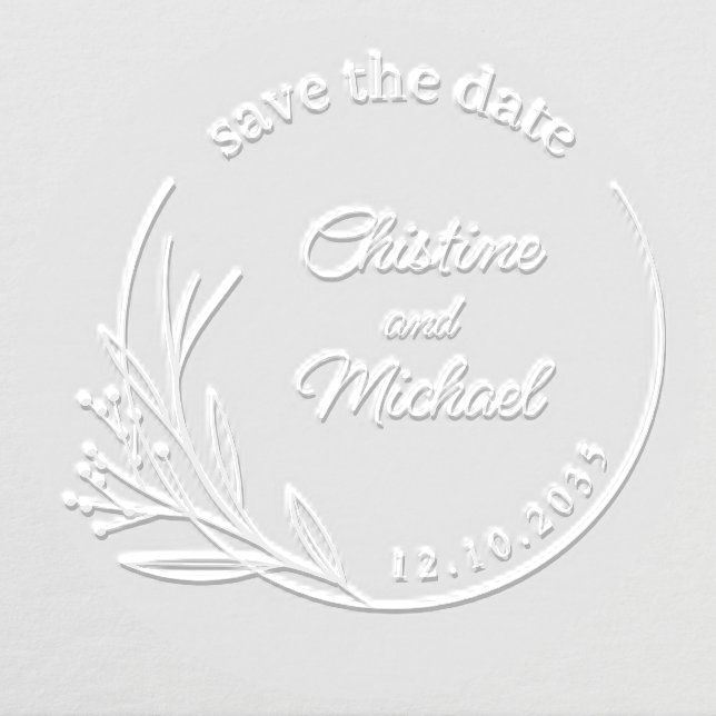 Wedding Save the Date Monogram Flower Embosser (Design)