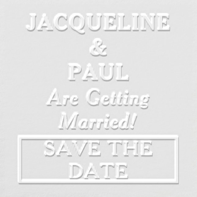 Wedding Save the Date Names Square Embosser (Design)