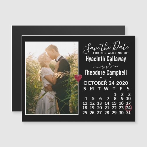 Wedding Save the Date October 2020 Calendar Photo Magnetic Invitation