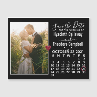Wedding Save the Date October 2021 Calendar Photo Magnetic Invitation