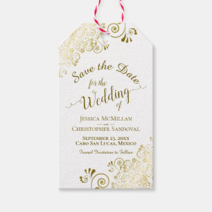 Wedding Save the Date Pencil Us In Gold Frills Gift Tags