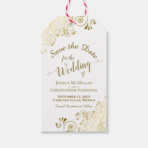 Wedding Save the Date Pencil Us In Gold Frills Gift Tags
