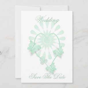 Wedding Save The Date Peppermint Butterflies Heart