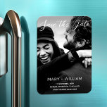 Wedding Save The Date Photo Black And White Magnet<br><div class="desc">💍 Announce your special day with this elegant Save the Date Photo Magnet, designed in a timeless black and white style. Featuring a romantic full-photo layout with refined script typography, this magnet is both a beautiful keepsake and a practical reminder your guests can display on their fridge or magnetic board....</div>
