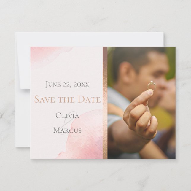 WEDDING  |  Save the Date PHOTO Blush Pink (Front)