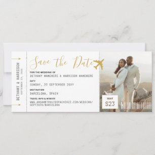 Wedding Save the Date Photo Boarding Pass Ticket
