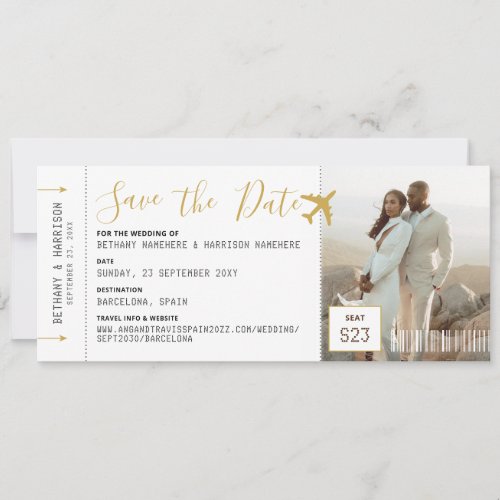 Wedding Save the Date Photo Boarding Pass Ticket 