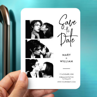 Wedding Save The Date Photo Booth Elegant Modern Magnet